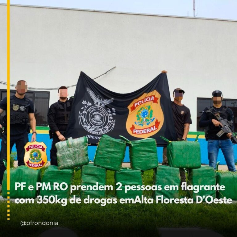 PF e PM/RO prendem duas pessoas em flagrante com 350 kg de drogas